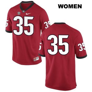 Women's Georgia Bulldogs NCAA #35 Brian Herrien Nike Stitched Red Authentic No Name College Football Jersey BRU1654LH
